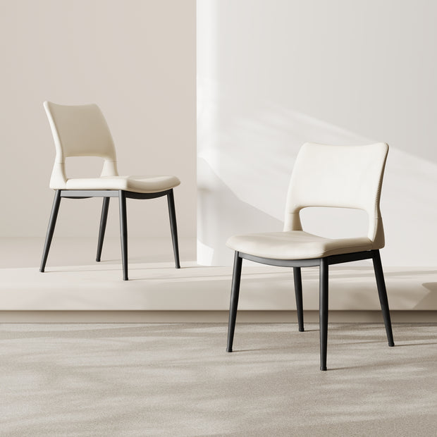 Modern White PU Leather Dining Chairs Set of 2 | Minimalist - Fluent Trends Dining Chair