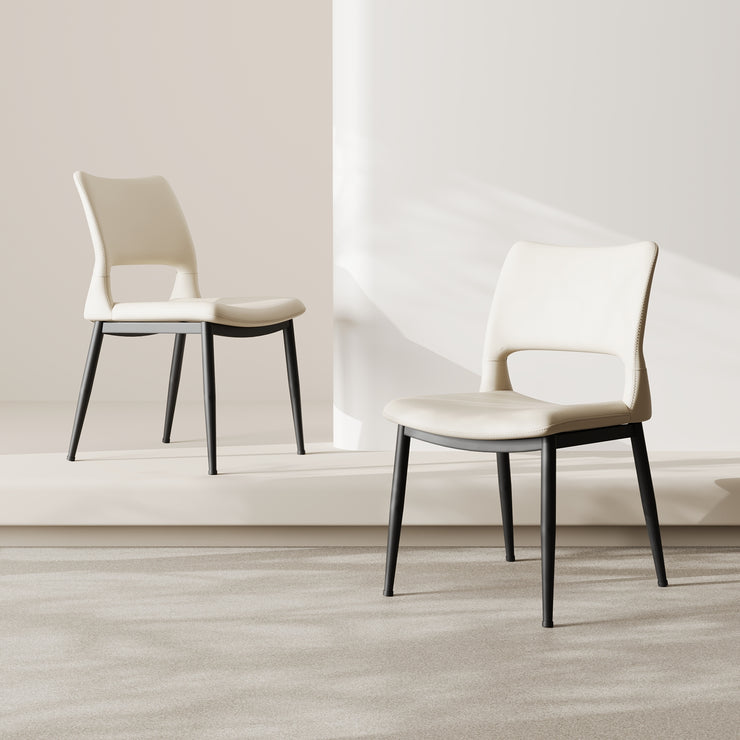 Modern White PU Leather Dining Chairs Set of 2 | Minimalist - Fluent Trends Dining Chair