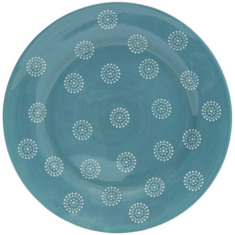 Turquoise Sixteen Piece Round Trellis Ceramic Service For Four Dinnerware Set - Fluent Trends