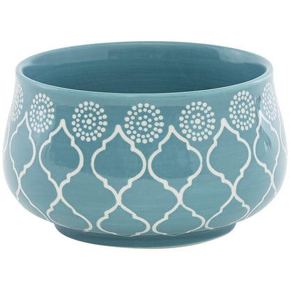 Turquoise Sixteen Piece Round Trellis Ceramic Service For Four Dinnerware Set - Fluent Trends