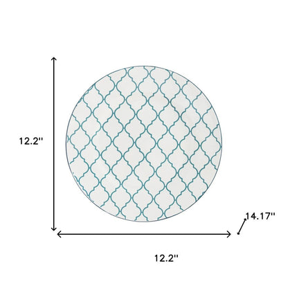 Turquoise Sixteen Piece Round Trellis Ceramic Service For Four Dinnerware Set