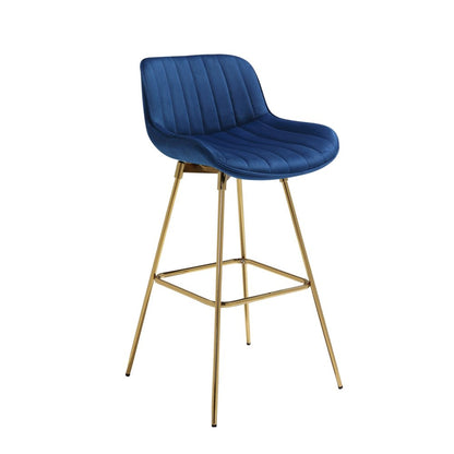 Aura Navy Velvet and Gold Swivel Bar Stools - Set of 2