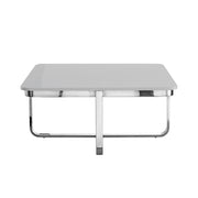 35" Light Gray And Silver Metallic Wood And Stainless Steel Square Coffee Table - Fluent Trends Coffee Tables