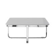 35" Light Gray And Silver Metallic Wood And Stainless Steel Square Coffee Table - Fluent Trends