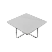 35" Light Gray And Silver Metallic Wood And Stainless Steel Square Coffee Table - Fluent Trends Coffee Tables