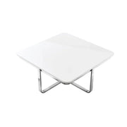 35" Light Gray And Silver Metallic Wood And Stainless Steel Square Coffee Table - Fluent Trends