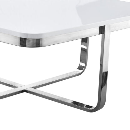 35" White And Silver Metallic Stainless Steel Square Coffee Table HomeRoots