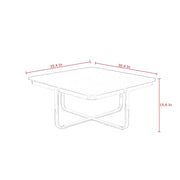 35" Light Gray And Silver Metallic Wood And Stainless Steel Square Coffee Table - Fluent Trends