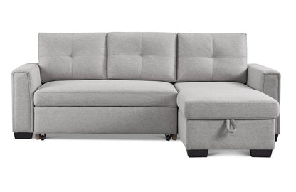 92" Light Gray Polyester Blend Convertible Futon Sleeper Sofa With Black Legs - Fluent Trends