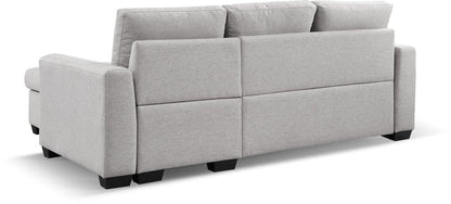 92" Light Gray Polyester Blend Convertible Futon Sleeper Sofa With Black Legs - Fluent Trends