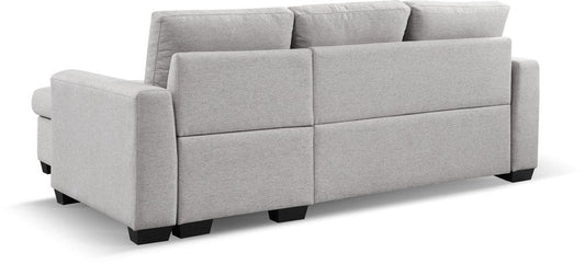 92" Light Gray Polyester Blend Convertible Futon Sleeper Sofa With Black Legs - Fluent Trends