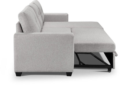 92" Light Gray Polyester Blend Convertible Futon Sleeper Sofa With Black Legs - Fluent Trends