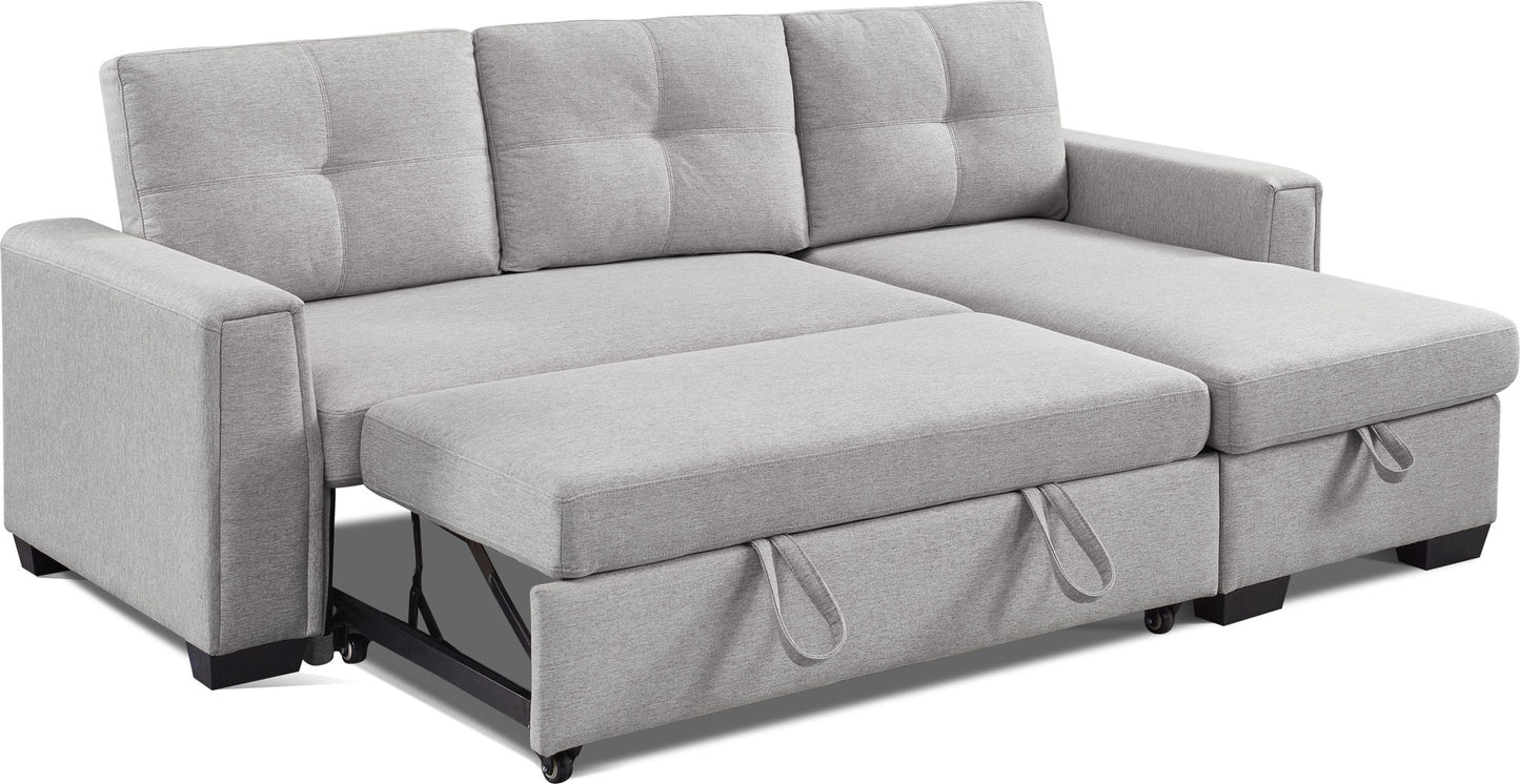 92" Light Gray Polyester Blend Convertible Futon Sleeper Sofa With Black Legs