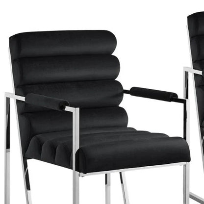Modern black velvet accent chair with chrome metal frame, Fluent Trends home furniture