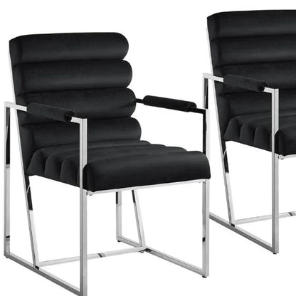 Modern black velvet accent chairs with chrome metal frames from Fluent Trends home furniture collection