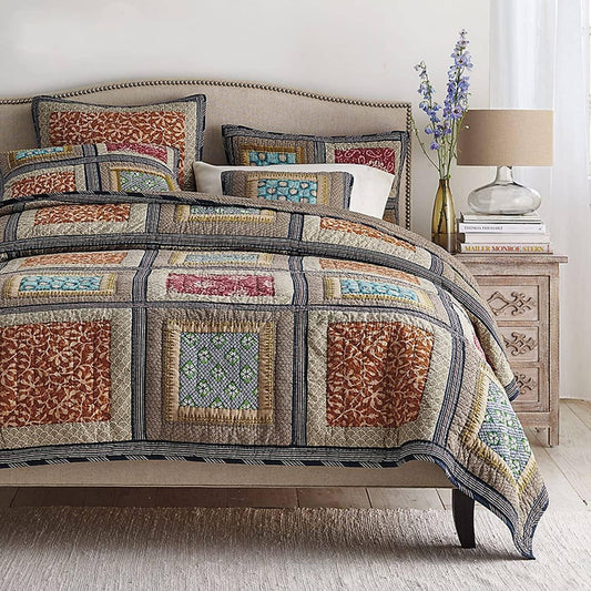 Dada Bedding Gallery of Roses Floral Bohemian Cotton Patchwork Bedspread Set (JHW-546) DaDalogy Bedding Collection