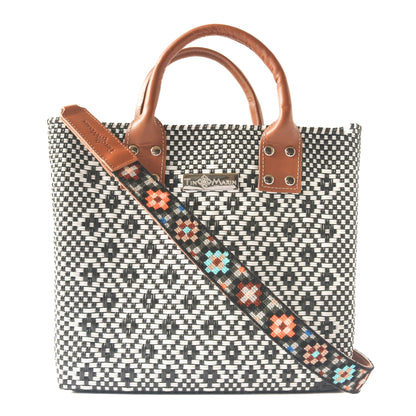 Panda Large Woven Crossbody Bag with Leather