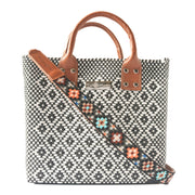 Panda Large Woven Crossbody Bag with Leather - Fluent Trends Cross Body Bags