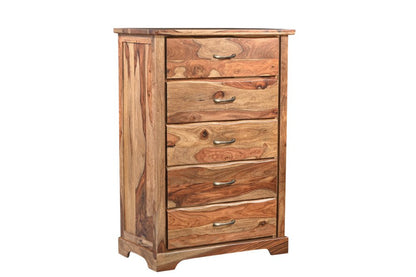 Solid Wood Live Edge Chest | Five-Drawer Sheesham Wood