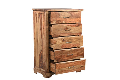 Solid Wood Live Edge Chest | Five-Drawer Sheesham Wood