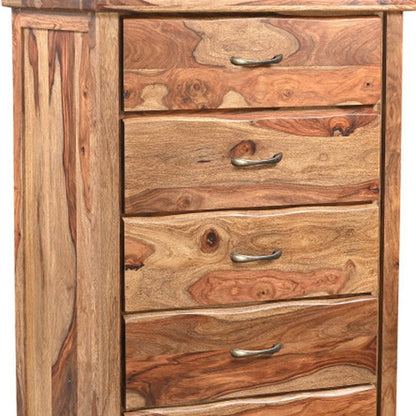 Solid Wood Live Edge Chest | Five-Drawer Sheesham Wood