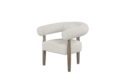 29" Off White and Ash Gray Fabric And Wood Arm Chair HomeRoots