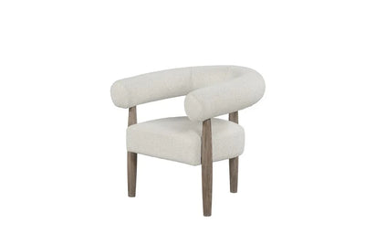 29" Off White and Ash Gray Fabric And Wood Arm Chair - Fluent Trends Accent Chairs