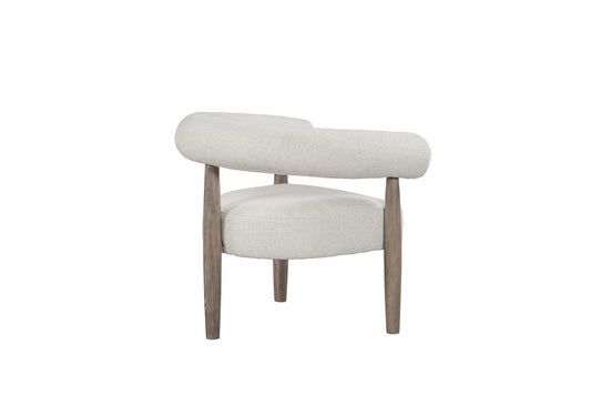 29" Off White and Ash Gray Fabric And Wood Arm Chair