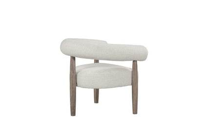 29" Off White and Ash Gray Fabric And Wood Arm Chair HomeRoots