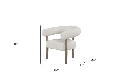29" Off White and Ash Gray Fabric And Wood Arm Chair HomeRoots