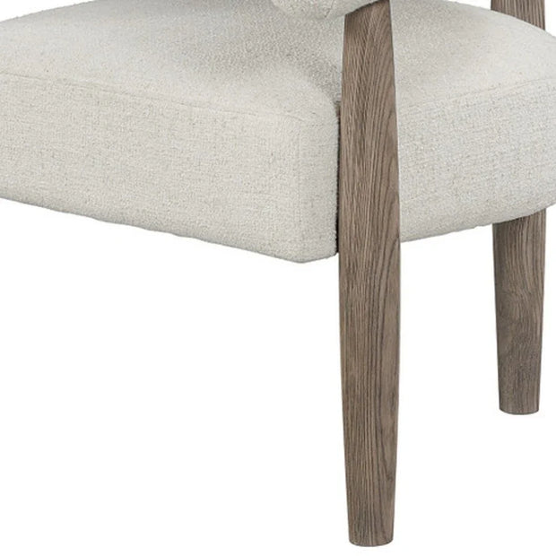 29" Off White and Ash Gray Fabric And Wood Arm Chair - Fluent Trends Accent Chairs