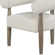29" Off White and Ash Gray Fabric And Wood Arm Chair - Fluent Trends Accent Chairs