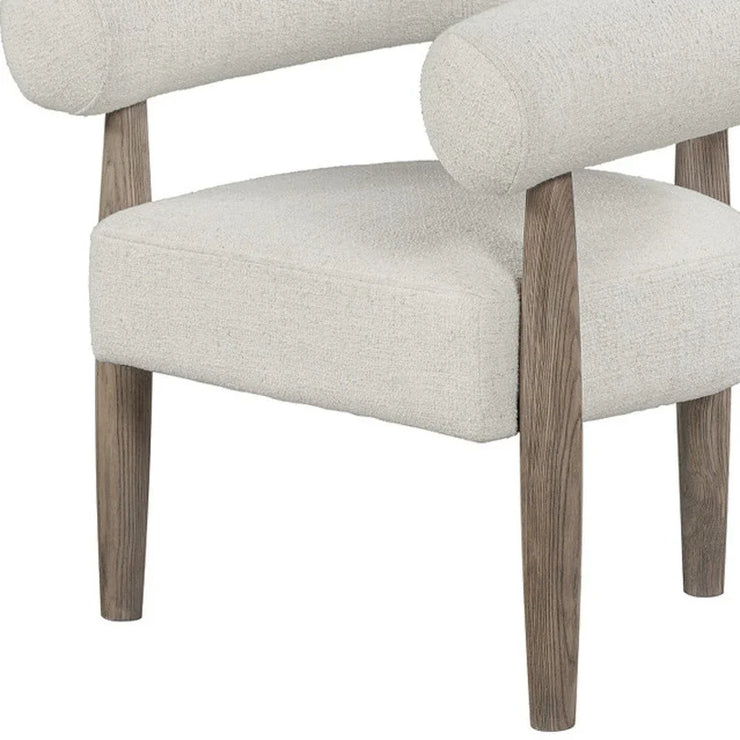 29" Off White and Ash Gray Fabric And Wood Arm Chair - Fluent Trends Accent Chairs