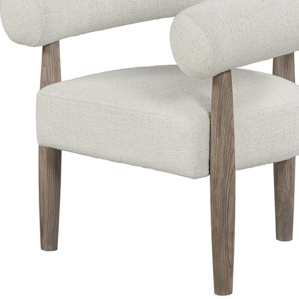 29" Off White and Ash Gray Fabric And Wood Arm Chair HomeRoots