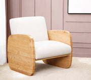 29" White And Natural Linen Arm Chair - Fluent Trends Accent Chairs
