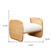 29" White And Natural Linen Arm Chair - Fluent Trends Accent Chairs