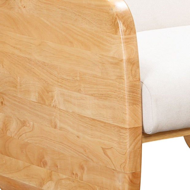 29" White And Natural Linen Arm Chair - Fluent Trends Accent Chairs