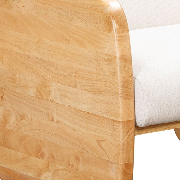 29" White And Natural Linen Arm Chair - Fluent Trends Accent Chairs