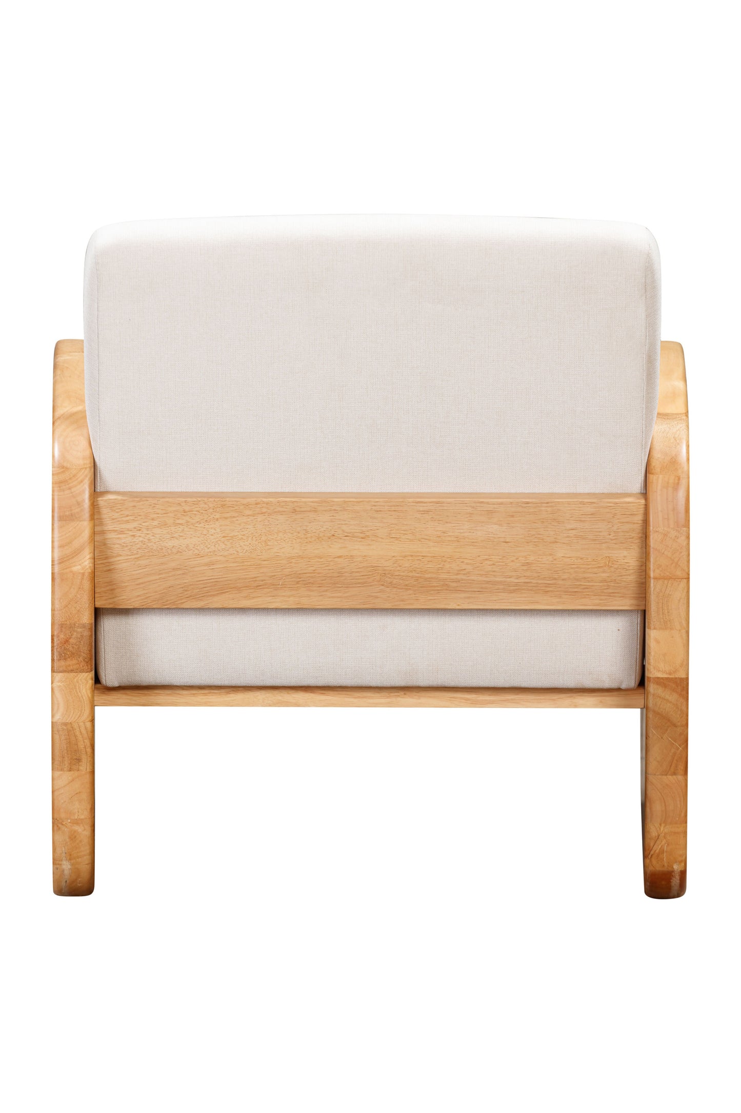 24" White And Natural Linen And Wood Arm Chair