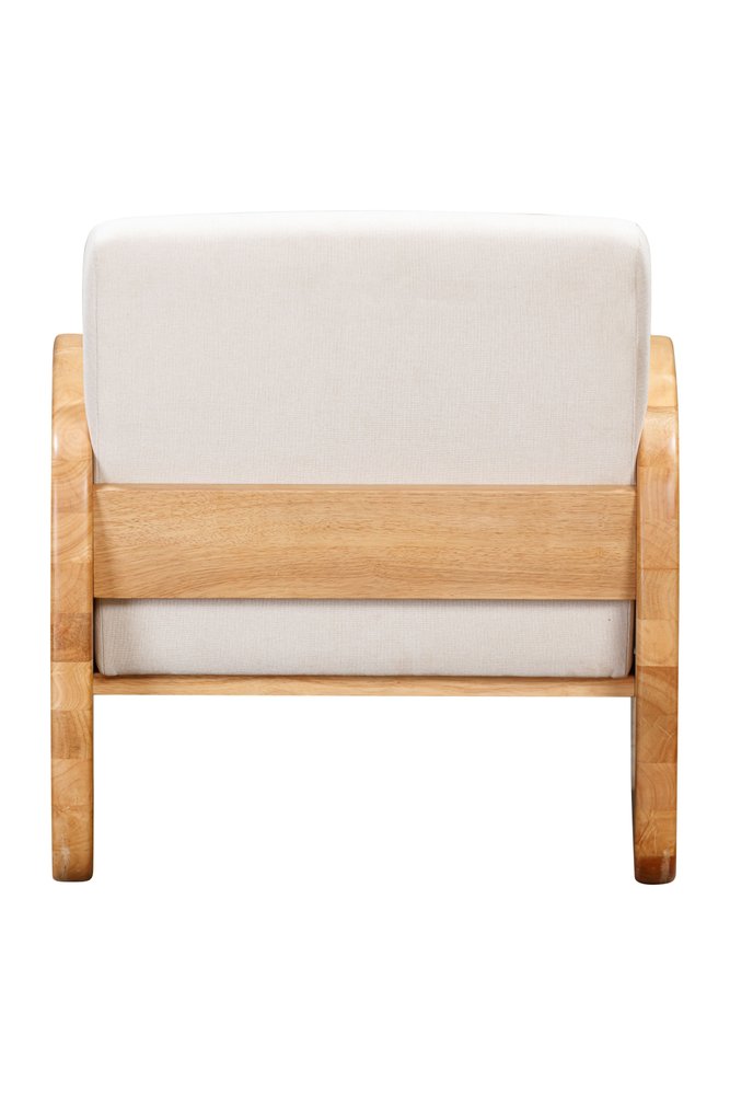 29" White And Natural Linen Arm Chair - Fluent Trends Accent Chairs