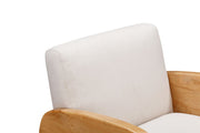 29" White And Natural Linen Arm Chair - Fluent Trends Accent Chairs
