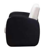 29" White And Black Linen Arm Chair - Fluent Trends Accent Chairs