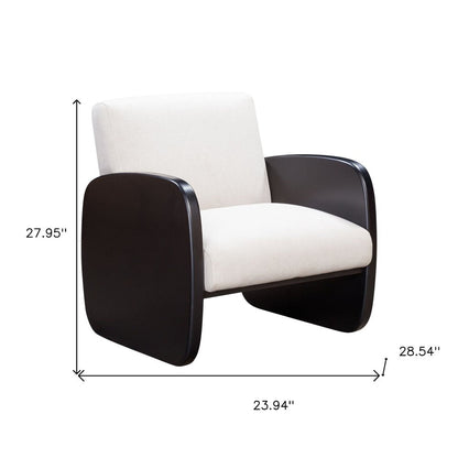 29" White And Black Linen Arm Chair HomeRoots