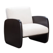 29" White And Black Linen Arm Chair - Fluent Trends Accent Chairs