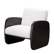 29" White And Black Linen Arm Chair - Fluent Trends Accent Chairs