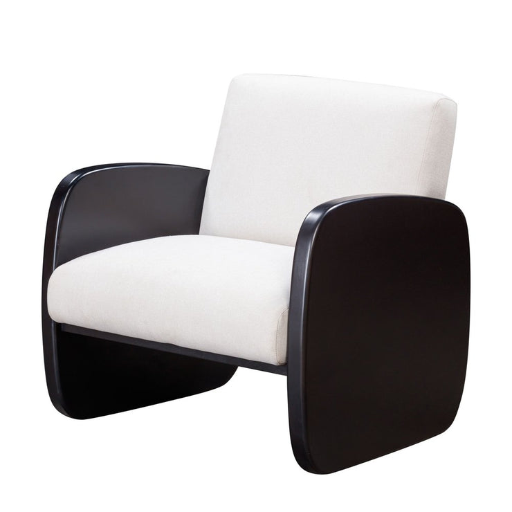 29" White And Black Linen Arm Chair - Fluent Trends Accent Chairs