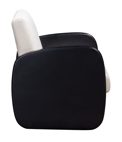 29" White And Black Linen Arm Chair HomeRoots