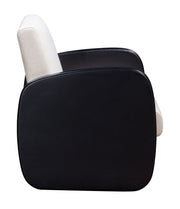 29" White And Black Linen Arm Chair - Fluent Trends Accent Chairs