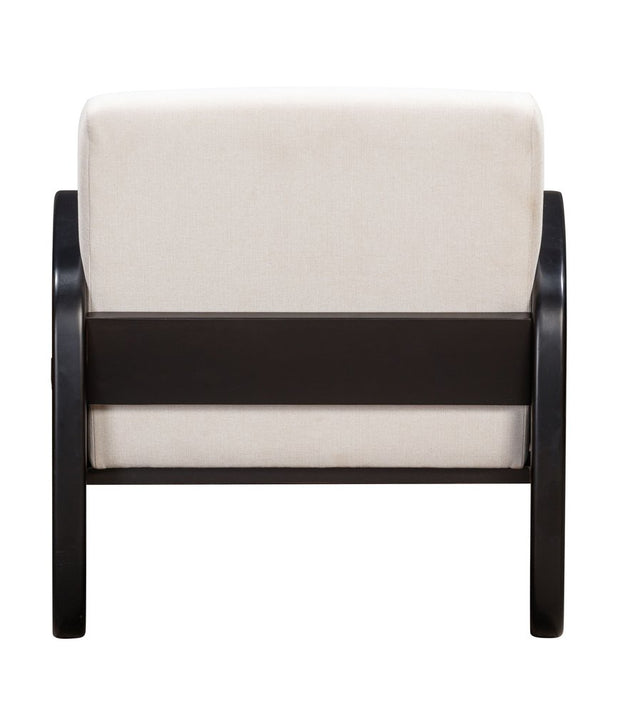 29" White And Black Linen Arm Chair - Fluent Trends Accent Chairs