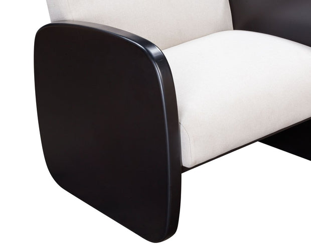 29" White And Black Linen Arm Chair - Fluent Trends Accent Chairs